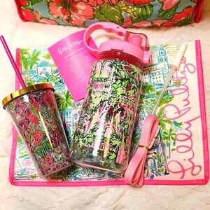 Lilly Pulitzer Set of 2 Mandevilla Baby Hydration Bottle 50 oz, 16 oz Cold Cup
